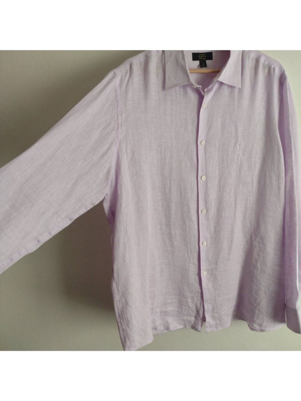Club Room Mens Linen Shirt L Relaxed FIt Lavender Purple Preppy Dress Top - Picture 4 of 10